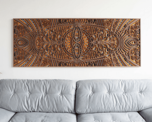 large geometric wood wall art