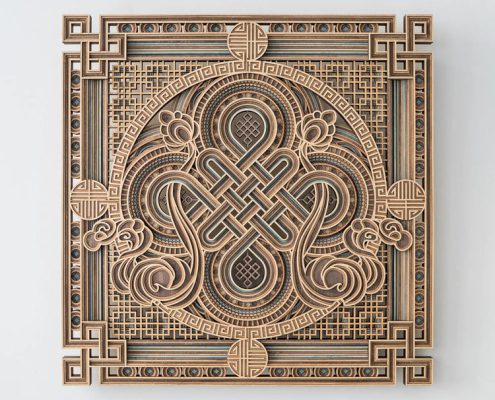 3d geometric wood wall art